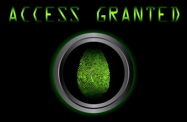 Отпечаток пальца на сканере, предоставленный векторной иллюстрацией
