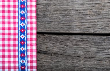 Menü arka plan masa örtüsü Tekstil ahşap üzerine