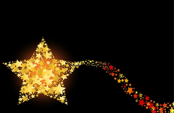 Altın yıldız vektör çizim çekim soyut kuyruklu yıldız yanan — Stok Vektör