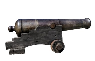 Eski canon üzerinde beyaz izole