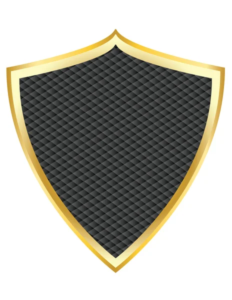 Escudo preto com ilustração vetorial de borda dourada — Vetor de Stock