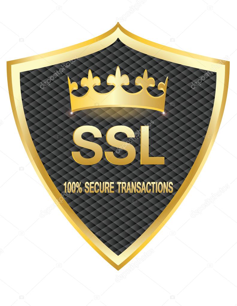 SSL Protection Secure Gold Shield Vector Illustration Icon