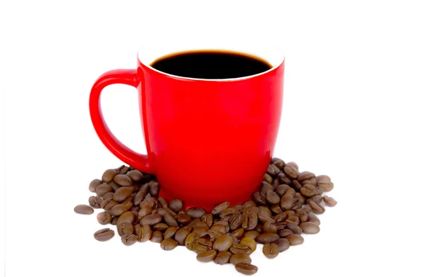 Kopp kaffe rostade bönor — Stockfoto