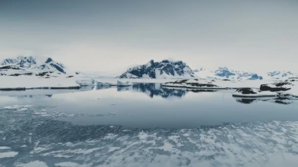 Volo aereo sulla costa dell'Antartide, oceano. — Video Stock