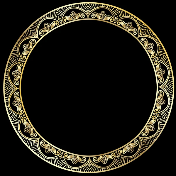 Round gold frame — Stock Vector