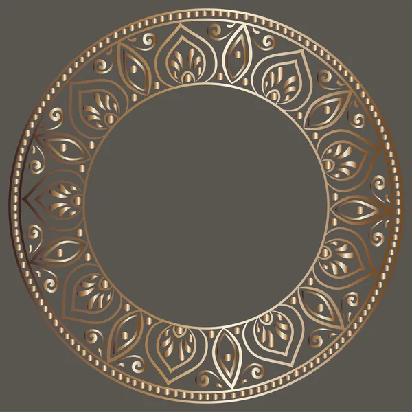 Round gold frame — Stock Vector
