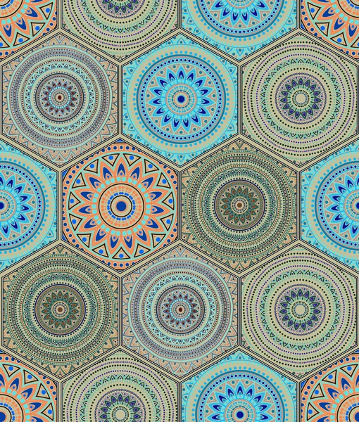 Elementi di design esagonale con motivo marocchino — Vettoriale Stock