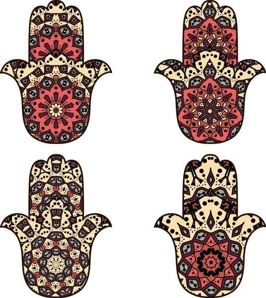 Ensemble de hamsa orange beige — Image vectorielle