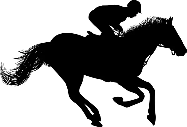 Silueta de jinete en un caballo — Vector de stock