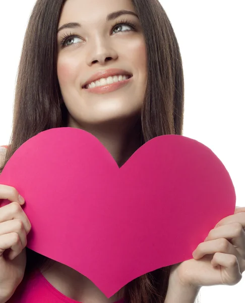 Mujer belleza con corazón —  Fotos de Stock