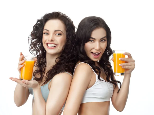 Dos mujeres belleza alimentación saludable dieta — Foto de Stock