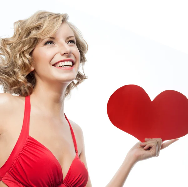 Woman beauty with heart — Stock Photo, Image