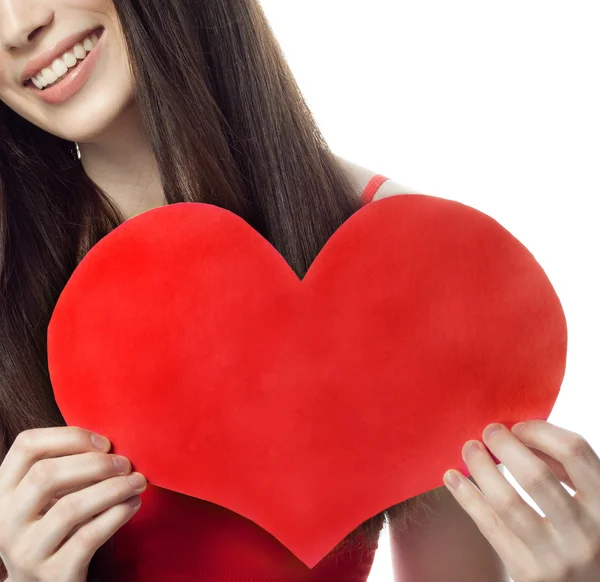 De schoonheid van de vrouw met hart — Stockfoto