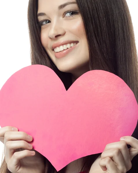 Mujer belleza con corazón —  Fotos de Stock