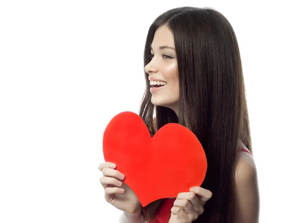 Mujer belleza con corazón — Foto de Stock