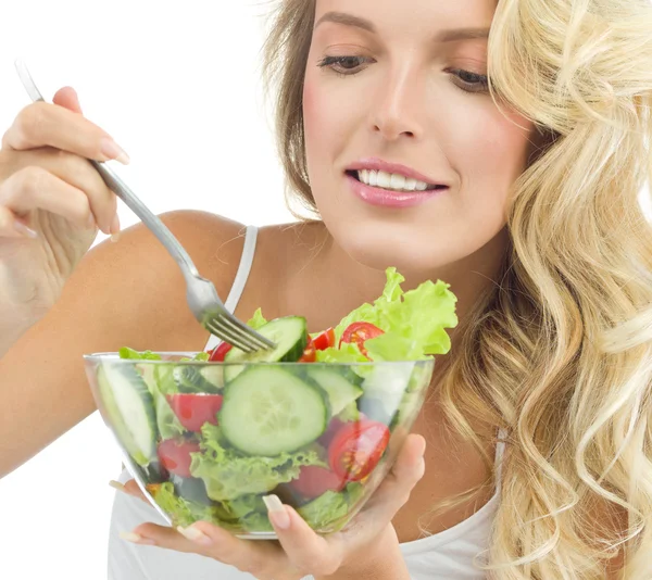 Mulher beleza comida saudável — Fotografia de Stock