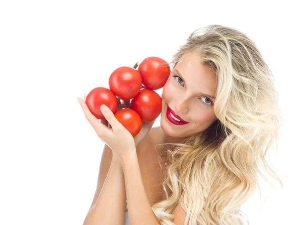 Mulher beleza comida saudável — Fotografia de Stock