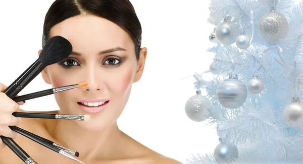 Woman beauty christmas tree — Stock Photo, Image