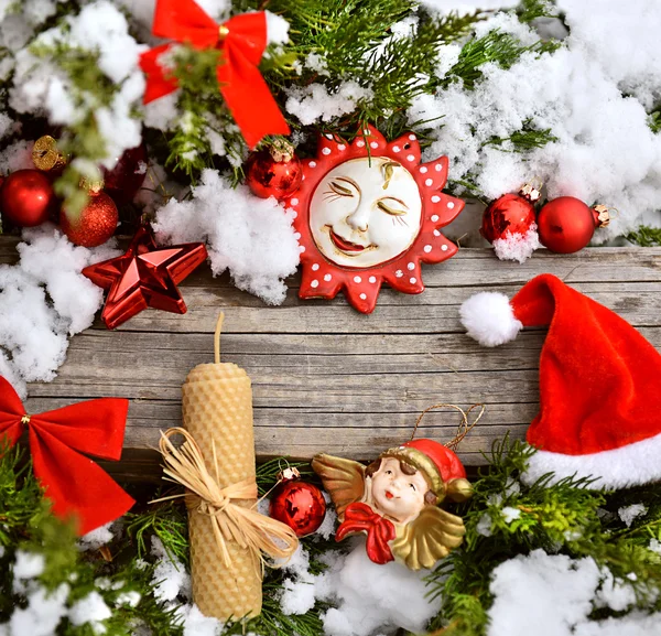 Decoração de Natal árvore bolas vermelhas — Fotografia de Stock