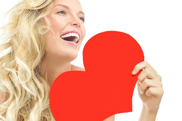 Woman beauty red heart valentine's love — Stock Photo, Image