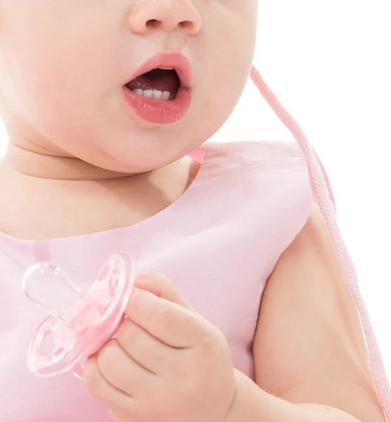 Little baby with dummy — Stock Photo, Image