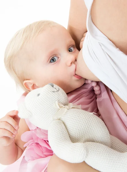 Breastfeeding baby girl — Stock Photo, Image