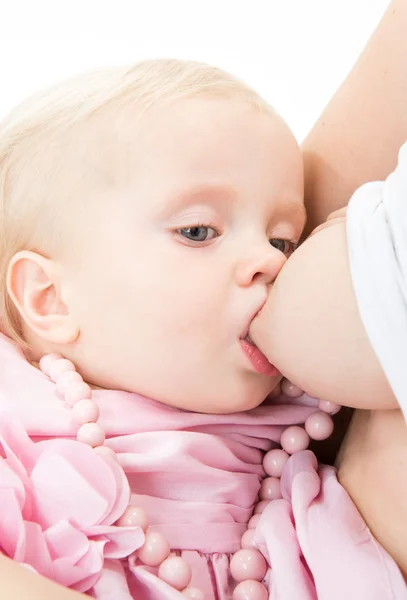 Amamentação bebê menina — Fotografia de Stock