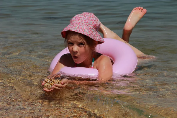 Little girl in panama swiming — Stock Photo, Image