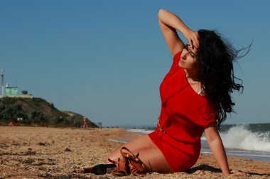 Lady in red over the Black Sea