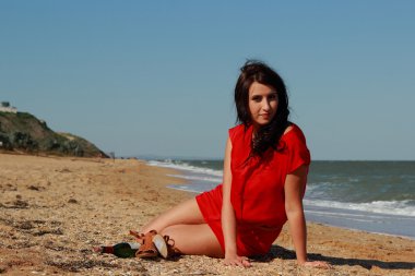 Lady in red over the Black Sea