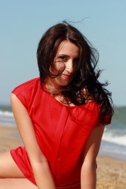 Lady in red over the Black Sea