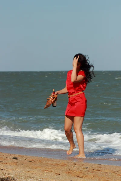 Lady in red — Stock Photo, Image