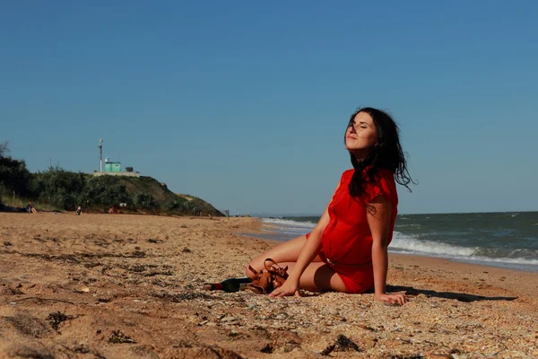 Dama Rojo Sobre Mar Negro Crimea — Foto de Stock