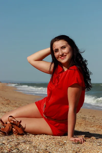 Dama Rojo Sobre Mar Negro Crimea — Foto de Stock