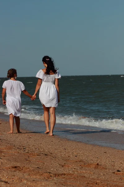 Happy Family Resting Beach Black Sea Crimea — Stock Photo, Image