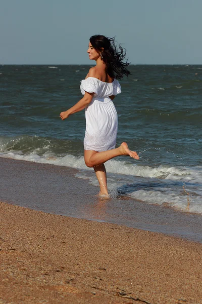 Beautiful Young Woman Posing Black Sea Beach East Crimea Russia — Stock Photo, Image