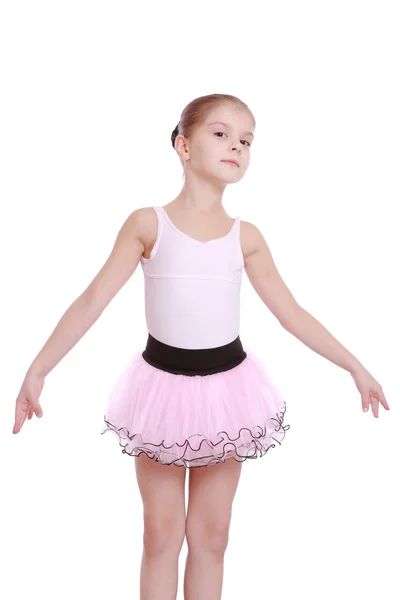 Portrait Elegant Little Ballerina Pink Tutu Dancing Classic Ballet Isolated — Stock Photo, Image