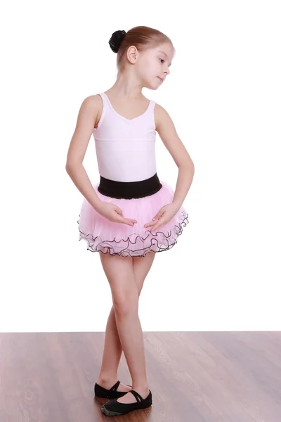 Bonito Pouco Bailarina Vestindo Adorável Tutu Dançando Como Swangirl Branco — Fotografia de Stock