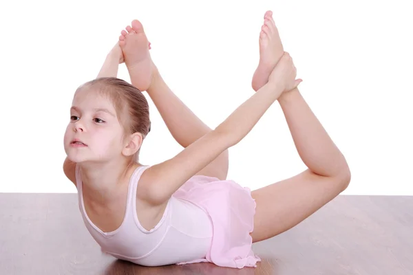 Lilla ballerina stretching — Stockfoto