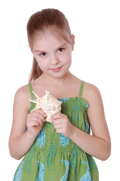 Weinig meisje bedrijf mariene leven — Stockfoto