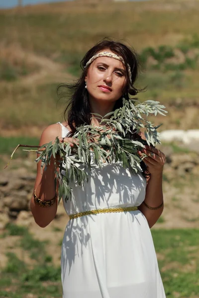 Donna greca nella città antica — Foto Stock
