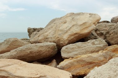 Deniz taşı yüzeyi, dalga isabet kahverengi deniz taşı yüzey eğrisi doku