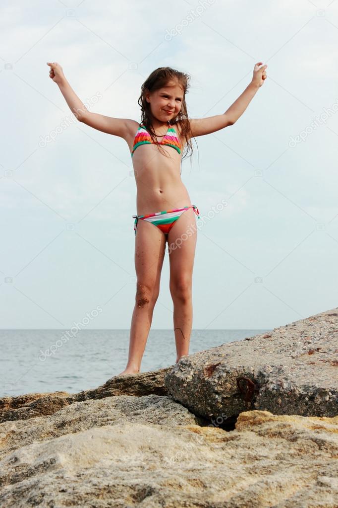 Lovely little girl over tha Black Sea