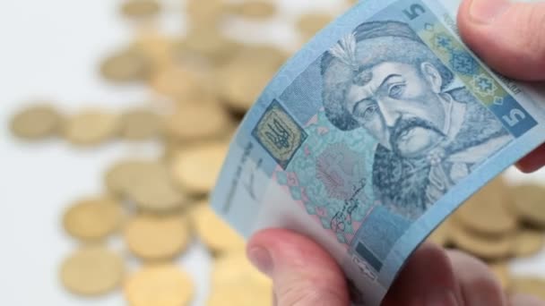Dinero ucraniano, moneda — Vídeo de stock