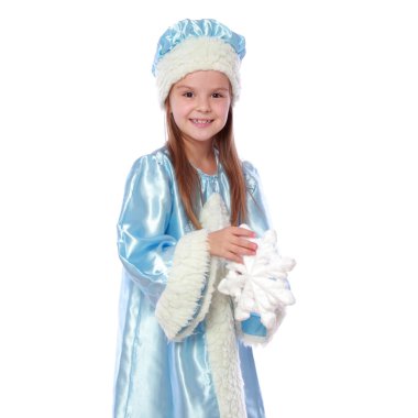 Beyaz bir arka plan üzerinde Rus kar kızlık