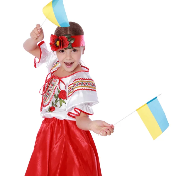 Traditionella ukrainska liten flicka från Östeuropa — Stockfoto