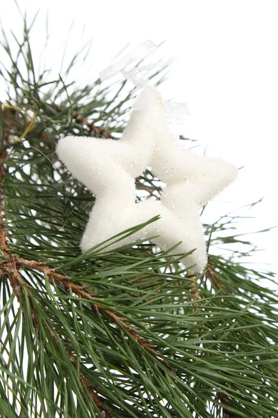 Kerstboom Met Een Witte Ster Een Witte Achtergrond — Stockfoto