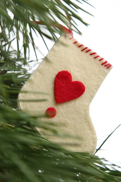 Christmas Pine Tree Santa Boot Isolated White — Stock Photo, Image