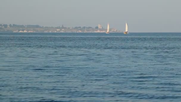 ケルチ 東クリミアのアゾフと黒海の間のヨット — ストック動画