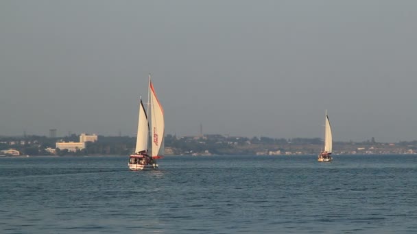 Yacht Mellan Azov Och Svarta Havet Kerch East Crimea — Stockvideo